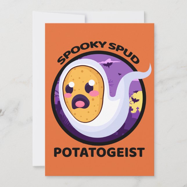 Potatogeist Spooky Spud Potato - Cute Halloween Inbjudningar (Framsida)