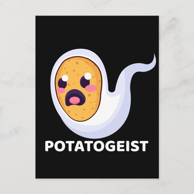 Potatogeist Spooky Spud Potato - Cute Halloween Vykort (Framsida)