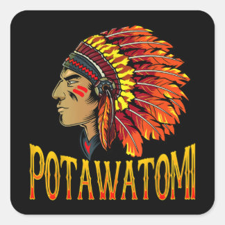 Potawatomi Tribe Native American Potawatomi Herita Fyrkantigt Klistermärke