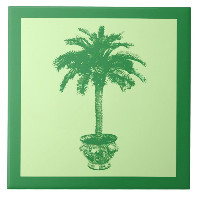 Poted Handflatan Träd - emerald och ljust grönt Kakelplatta (Framsidan)