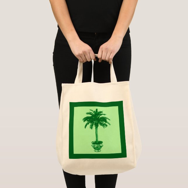 Poted Handflatan Träd - emerald och ljust grönt Tygkasse (Framsida (produkt))