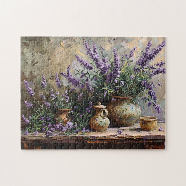 Poted Lavender Botanical Oljemålning Pussel (Horisontell)