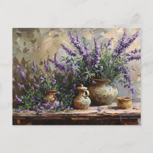 Poted Lavender Botanical Oljemålning Vykort