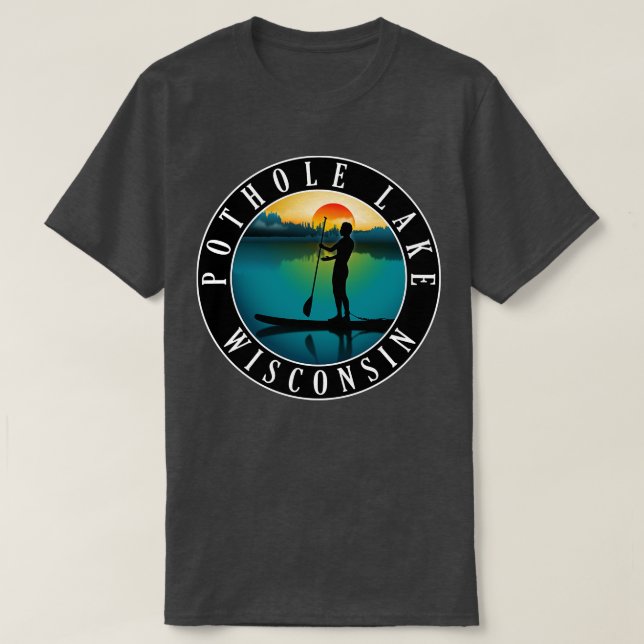 Pothole Sjö Wisconsin Paddleboarding T Shirt (Design framsida)