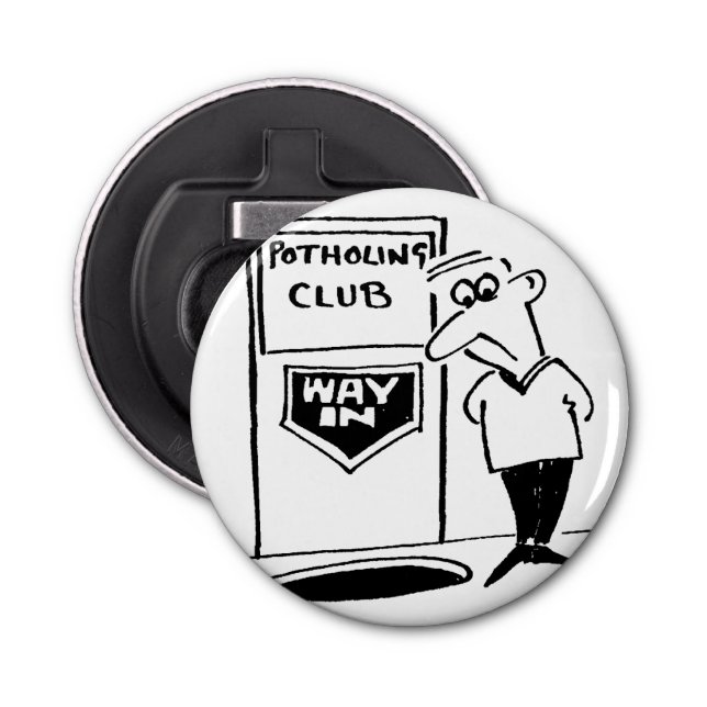 Potholing Klubb Entrance in Golv Tecknad Flasköppnare (Framsidan)