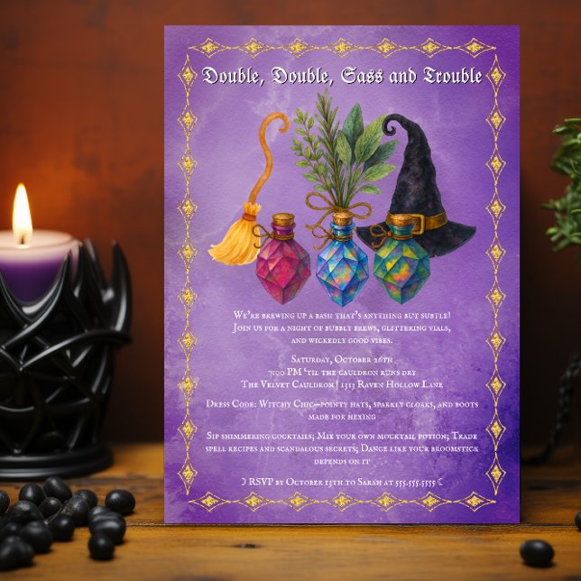 Potion Elixir-Packed Cocktail Party Inbjudningar (Potion-Packed Party for Spellbinding Souls Invitation Front)