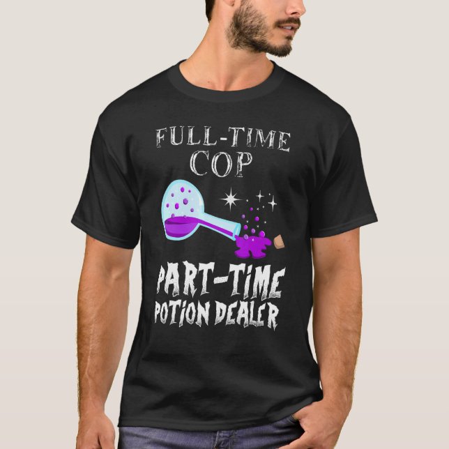 Potion Flaska Gothic Cop Costume Halloween T Shirt (Framsida)