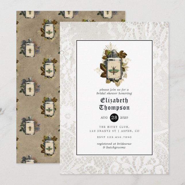 Potion Flaska och Snöre Gothic Möhippa Inbjudningar (Fram/baksida)