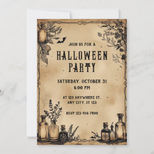 Potion Flaskor Parchment Papprare Struktur Hallowe Inbjudningar
