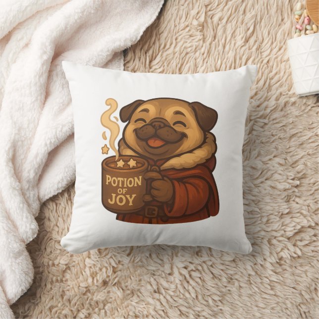 Potion of Joy Pug Pillow | Cute Cozy Christmas Dog Kudde (Filt)