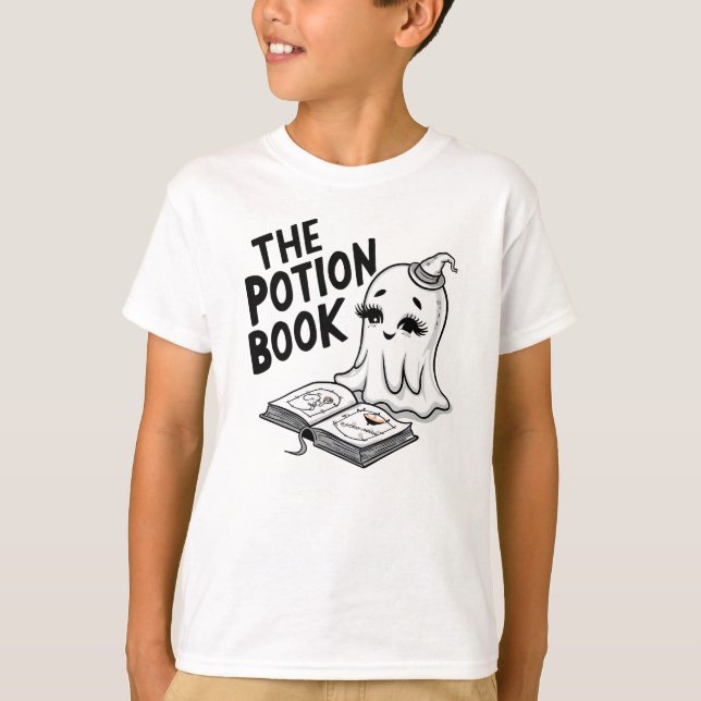 Potionen Bok för Halloween T Shirt (Framsida)