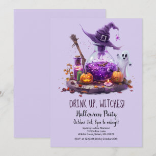 Potions Pumpkin Ghost Witch Hat Halloween fest Inbjudningar