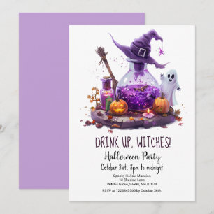 Potions Pumpkin Ghost Witch Hat Halloween fest Inbjudningar