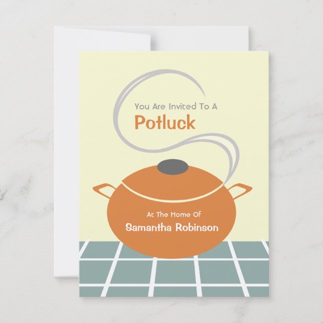 Potluck Inbjudan - Orange & Blue Kitchen (Framsida)