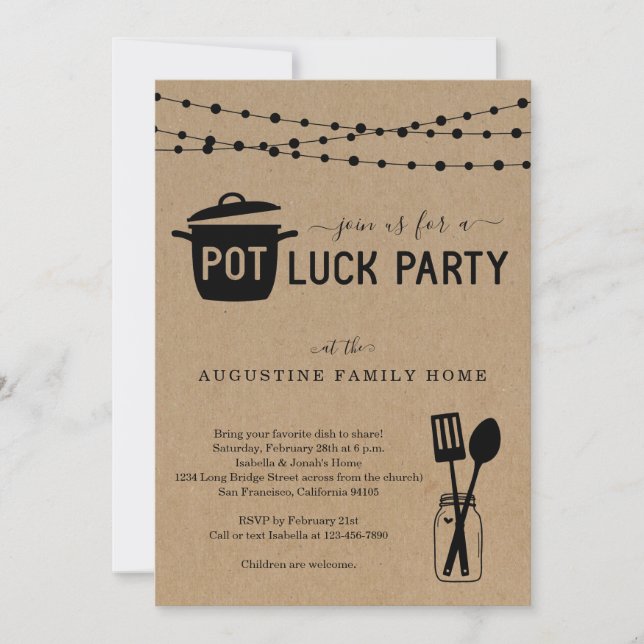 Potluck Party-inbjudan Inbjudningar (Framsida)