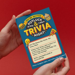 Potluck Trivia night party samlas Inbjudningar
