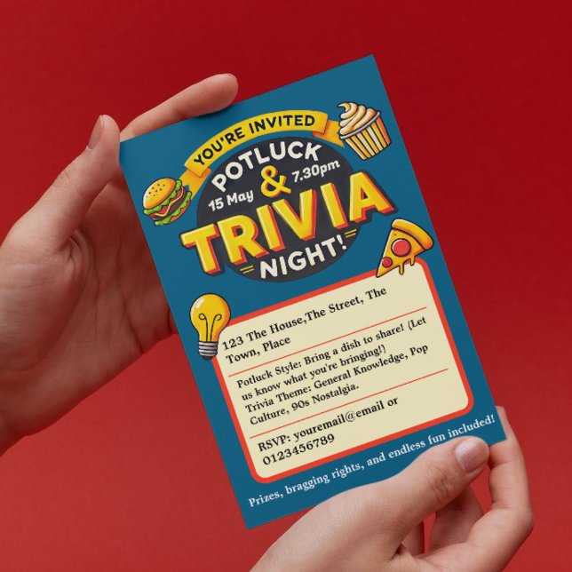 Potluck Trivia night party samlas Inbjudningar (Skapare uppladdad)