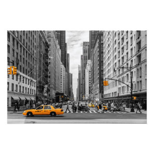 Potografi för New York Taxi Urban City Färg Fototryck