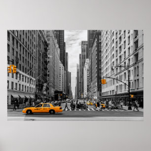 Potografi för New York Taxi Urban City Färg Poster