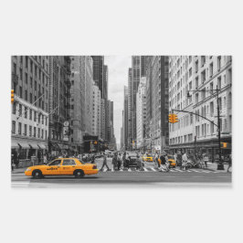 Potografi för New York Taxi Urban City Färg Rektangulärt Klistermärke