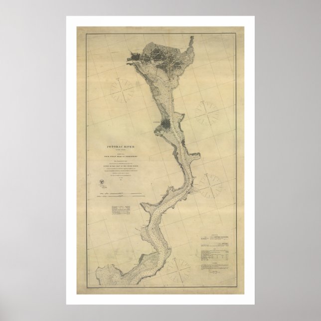 Potomac River Karta Washington DC - 1864 Poster (Framsidan)