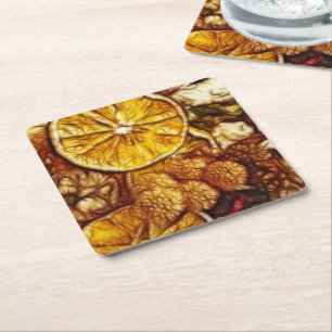 PotpourriorangeFractal Underlägg Papper Kvadrat