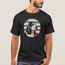 Potrait Basset Hound Sketch med hund Retro Rand T Shirt