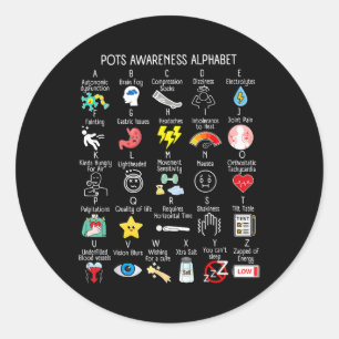 Pots Syndrome Alphabet Dysautonomia Awareness Post Runt Klistermärke