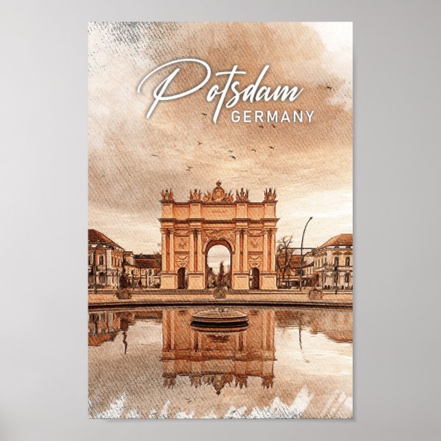 Potsdam Tyskland Färg Pencil Travel Poster (Framsidan)