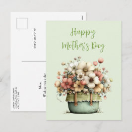 Potted Flowers Cozy Shabby Cute Mother's Day Helg Vykort