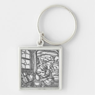 Potter, 1574 fyrkantig silverfärgad nyckelring