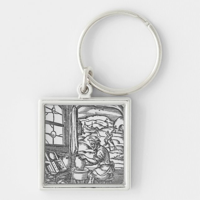 Potter, 1574 fyrkantig silverfärgad nyckelring (Framsidan)