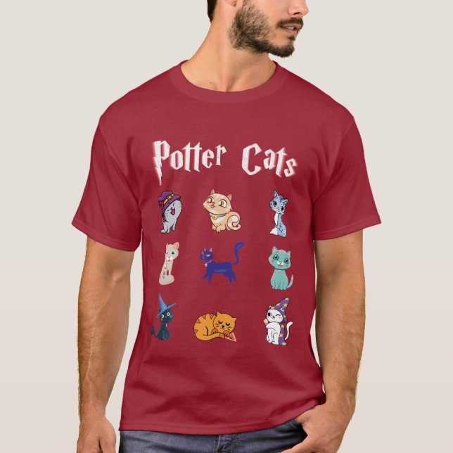 Potter Cats Cute Harry Pawter Kitten gift för flic T Shirt (Framsida)