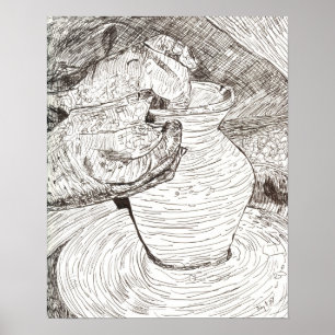 Potter händer och kruka poster