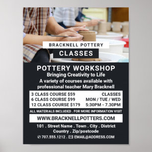 Potter Hjul, Pottery Classes, Potters Advert Poster