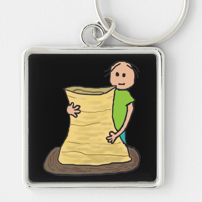 Potterier Skapar Fyrkantig Silverfärgad Nyckelring (Framsidan)