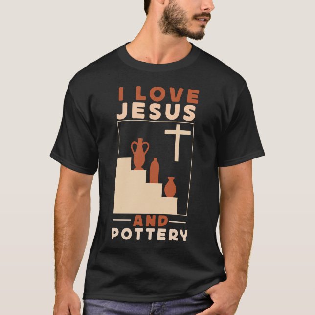 Potterikeramik i Kärlek Jesus och Pottery Jesus T Shirt (Framsida)