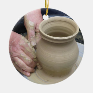 Potterna och lera julgransprydnad keramik