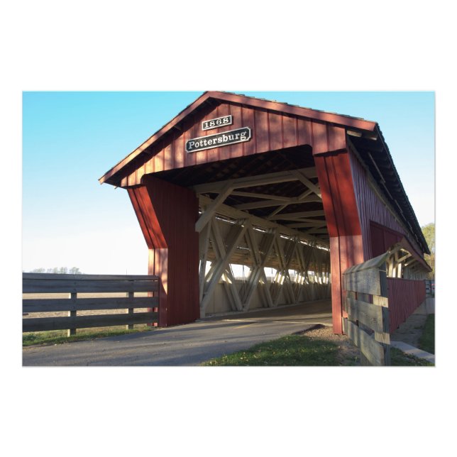 Pottersburg täckte bron, Ohio Fototryck (Framsidan)