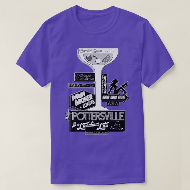 Pottersville Black and White T Shirt (Design framsida)