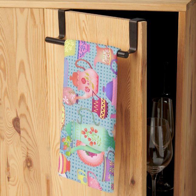 Pottery Blue Kökshandduk (Thirds Fold)