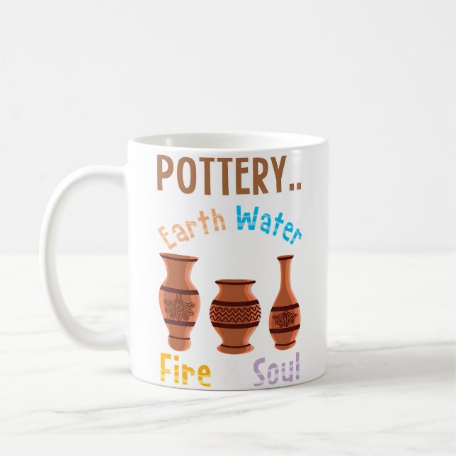Pottery Earth Water Fire  Soul - Lovely Pottery Kaffemugg (Vänster)