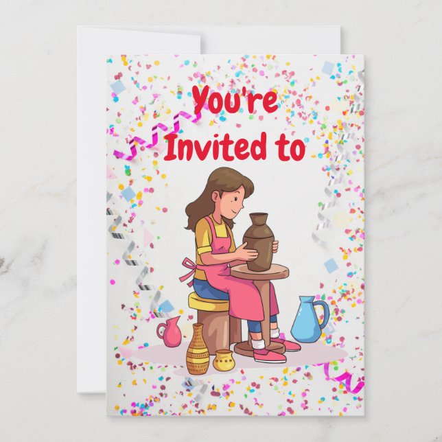 Pottery Födelsedagsfest inbjudan (Framsida)