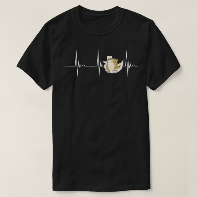 Pottery Handmade Heartslag EKG Pulse Pottery Maker T Shirt (Design framsida)