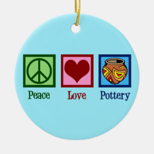 Pottery Kärlek i Cute Peace Julgransprydnad Keramik