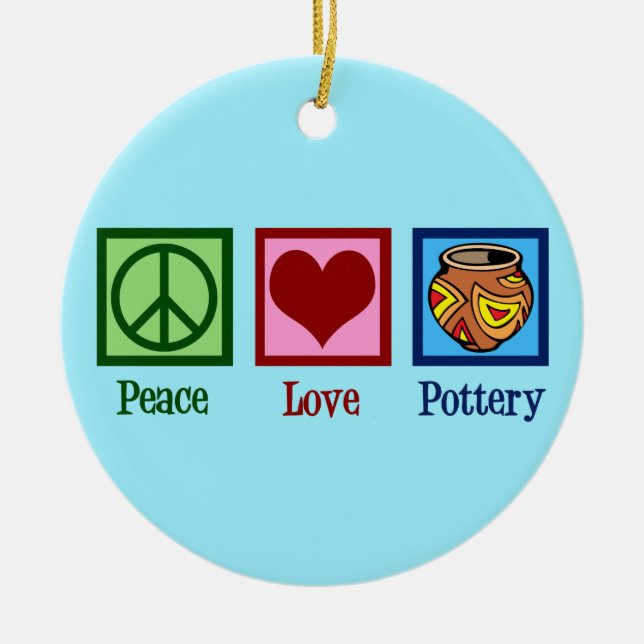 Pottery Kärlek i Cute Peace Julgransprydnad Keramik (Framsidan)