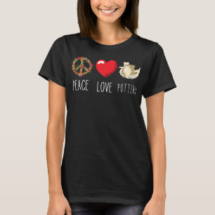Pottery Kärlek Peace Flower Pottering Pot Skapar T Shirt