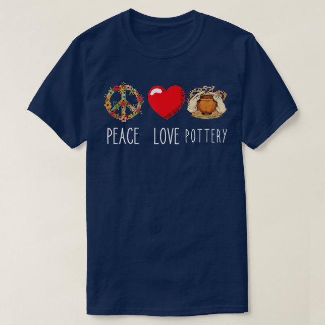 Pottery Kärlek Peace Heart-skylt Pottery Maker Han T Shirt (Design framsida)