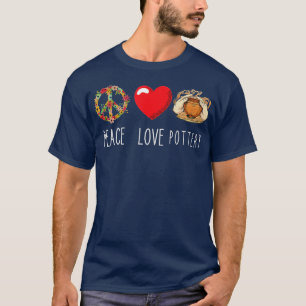 Pottery Kärlek Peace Heart-skylt Pottery Maker Han T Shirt