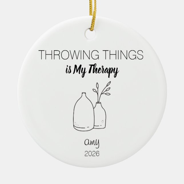 Pottery Ornament, Arts Gift, Throwing Things is Julgransprydnad Keramik (Framsidan)